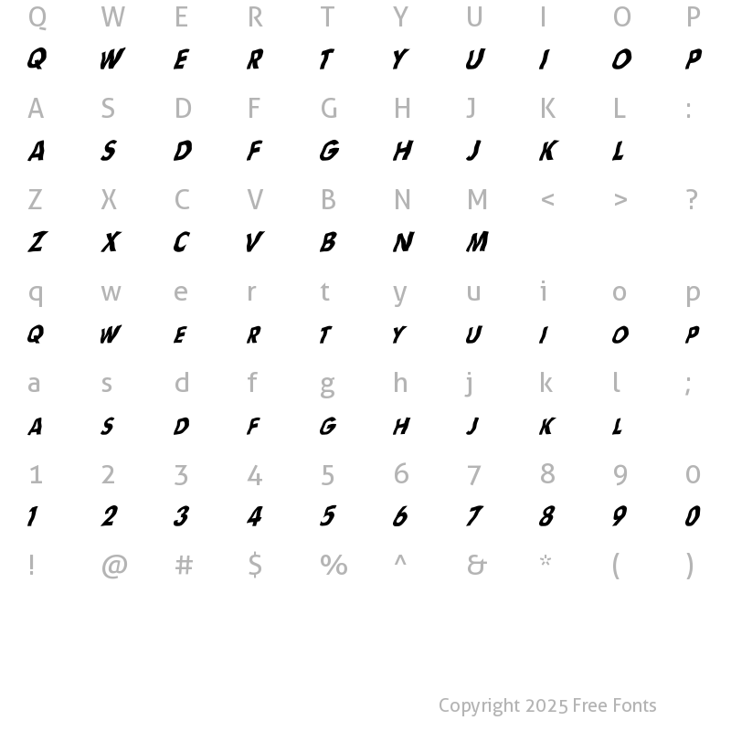 Character Map of Flag (sRB) Regular
