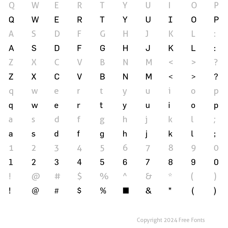 Character Map of Flama Regular