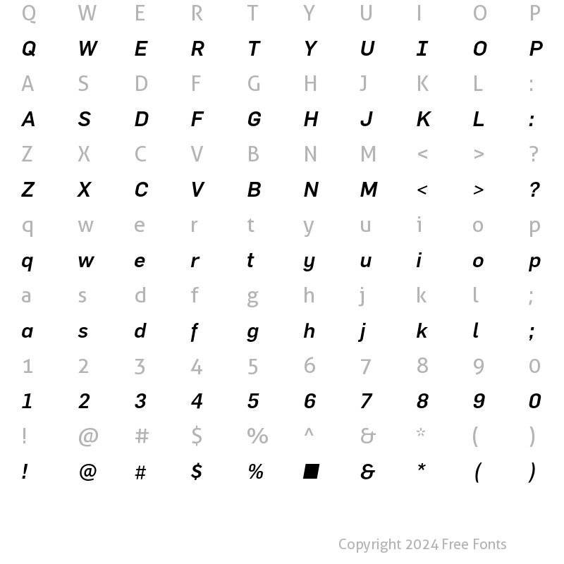 Character Map of FlamaMedium Italic