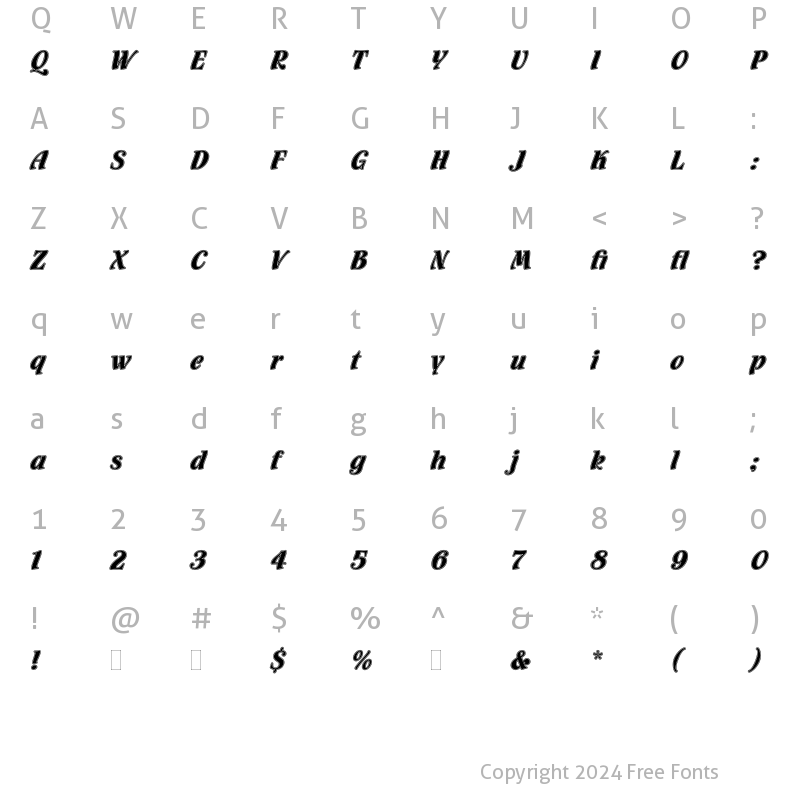 Character Map of Flamenco Inline LET Plain