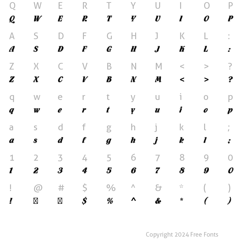 Character Map of Flamenco Inline Std Regular