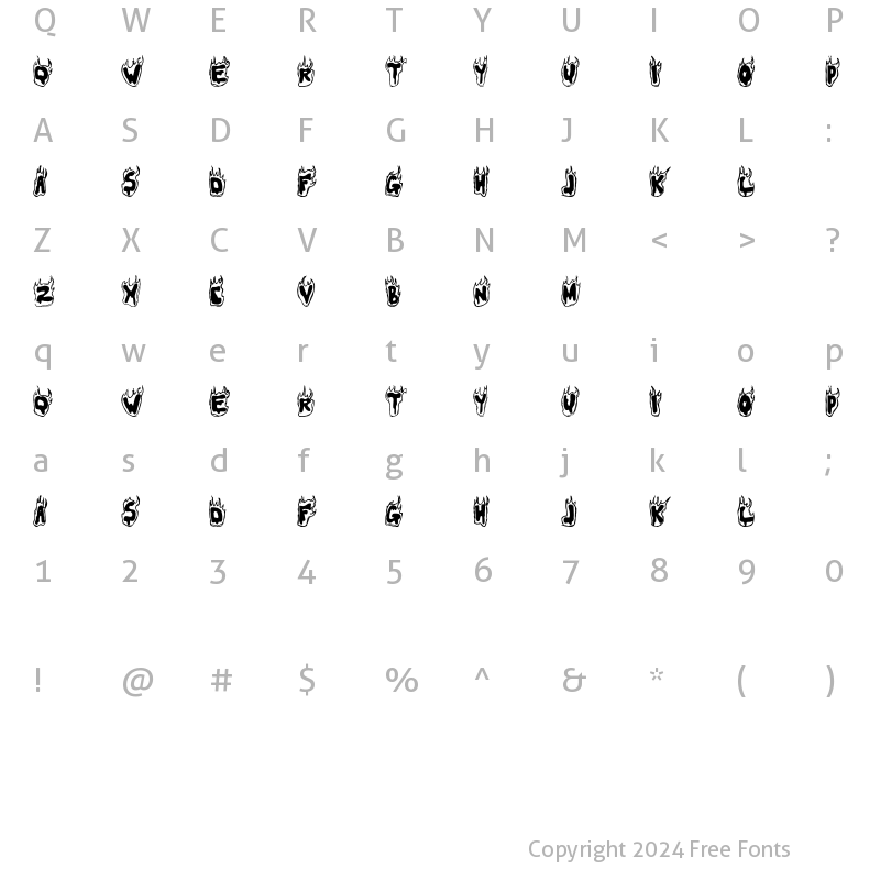 Character Map of Flamer Regular