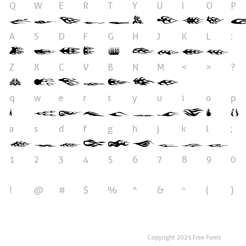 Character Map of flamez by marioz Regular