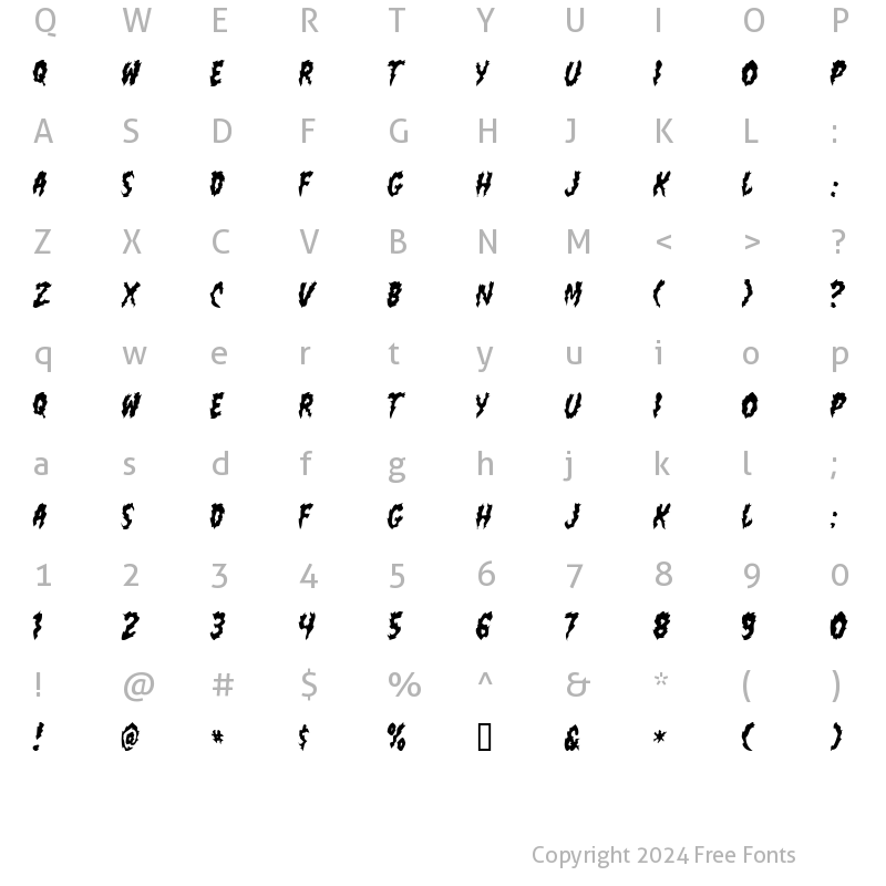 Character Map of flamin poo Regular