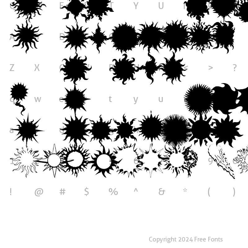 Character Map of Flaming Stars & Splatters Flaming Stars & Splatters