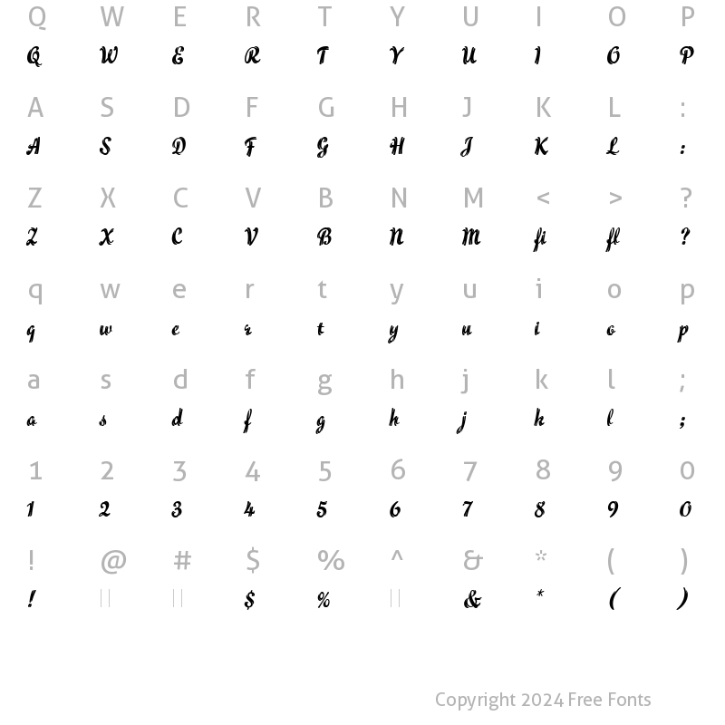 Character Map of Flamme LET Plain