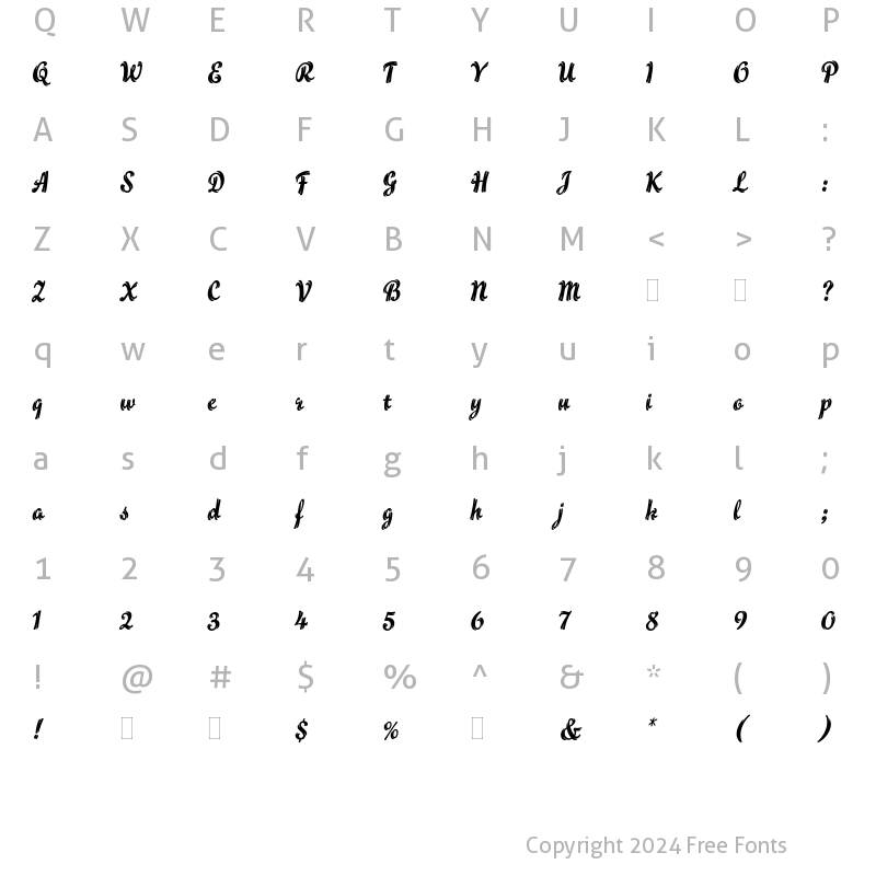 Character Map of Flamme Plain Regular