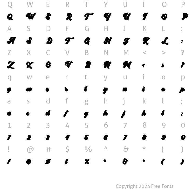 Character Map of Flanders Shadow Regular