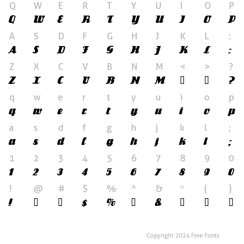 Character Map of FlandersRide Italic