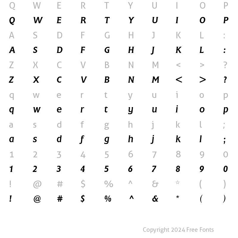 Character Map of Flange BQ Regular