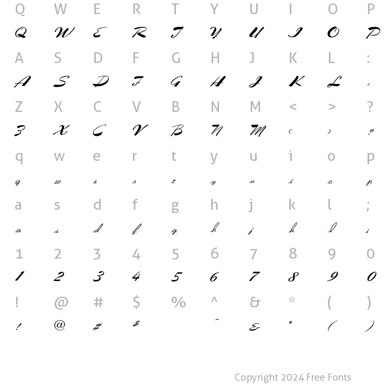 Character Map of Flare Regular