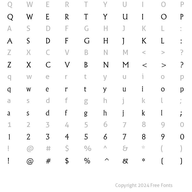 Character Map of Flareserif821 Lt BT Light