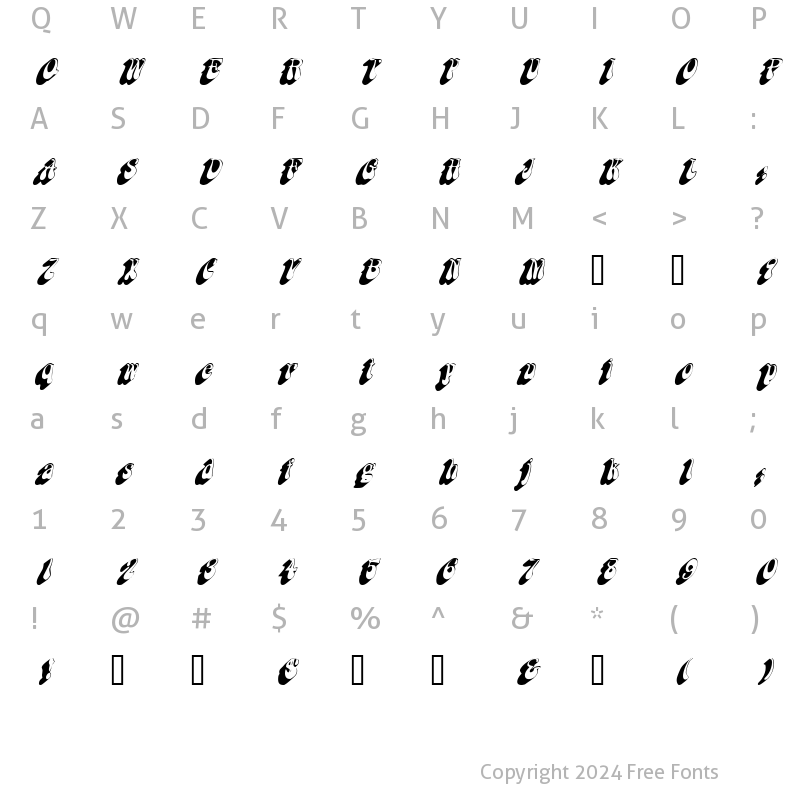 Character Map of Flashback Oblique