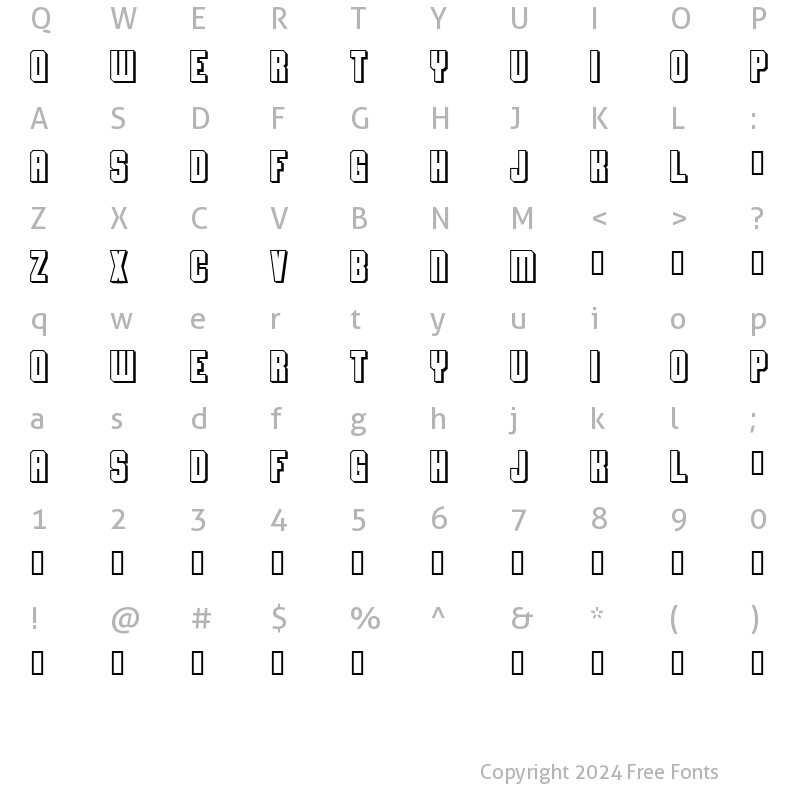 Character Map of Flashback Regular