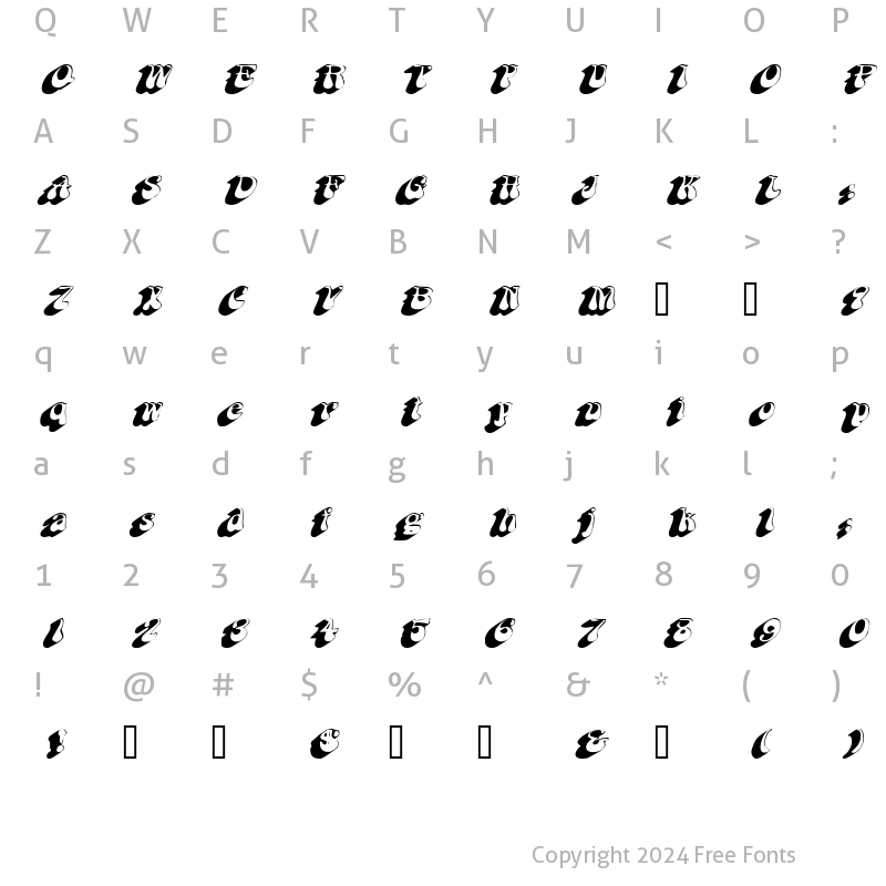 Character Map of FlashbackExtended Oblique