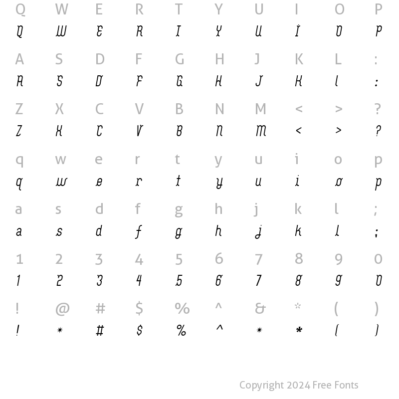 Character Map of FlashBoy Regular