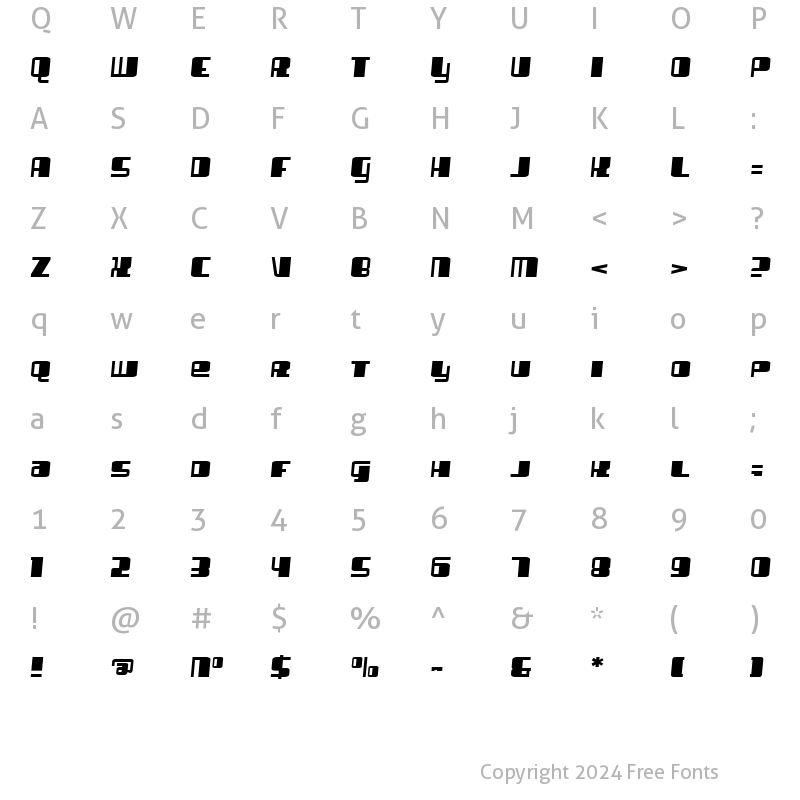 Character Map of Flashlight Regular