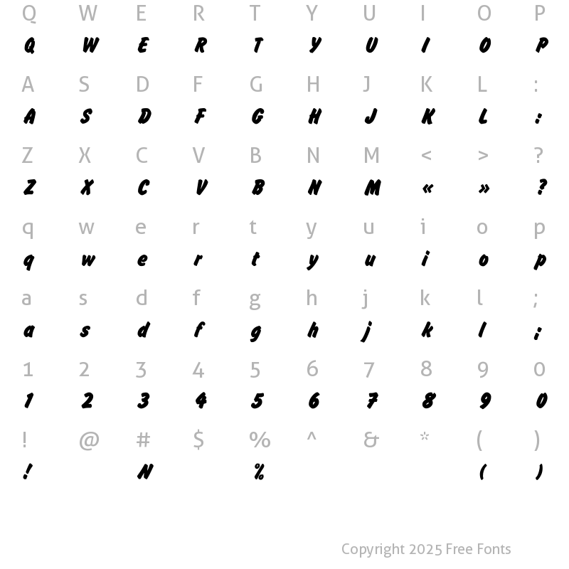 Character Map of FlashRomanBold_DG Regular