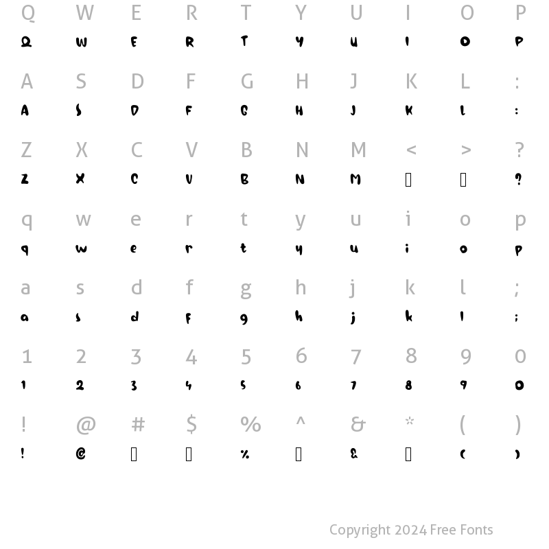 Character Map of Flashy Bubble Regular