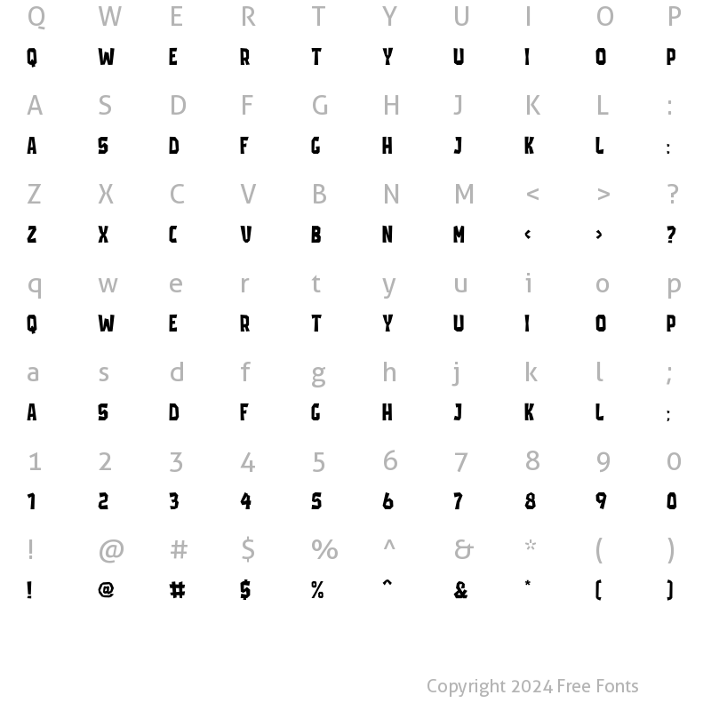 Character Map of Flashy Regular