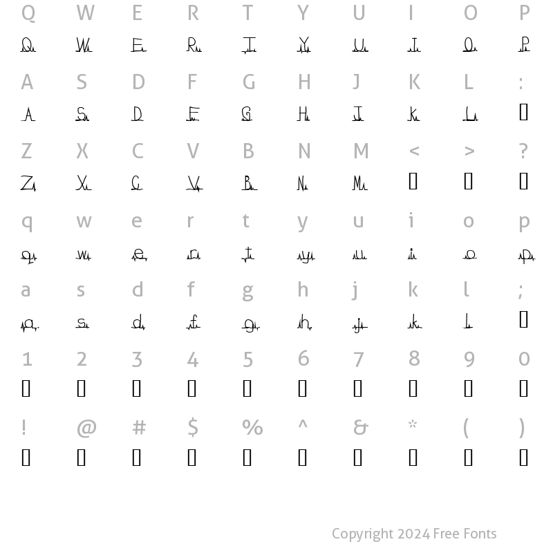 Character Map of flatline Regular