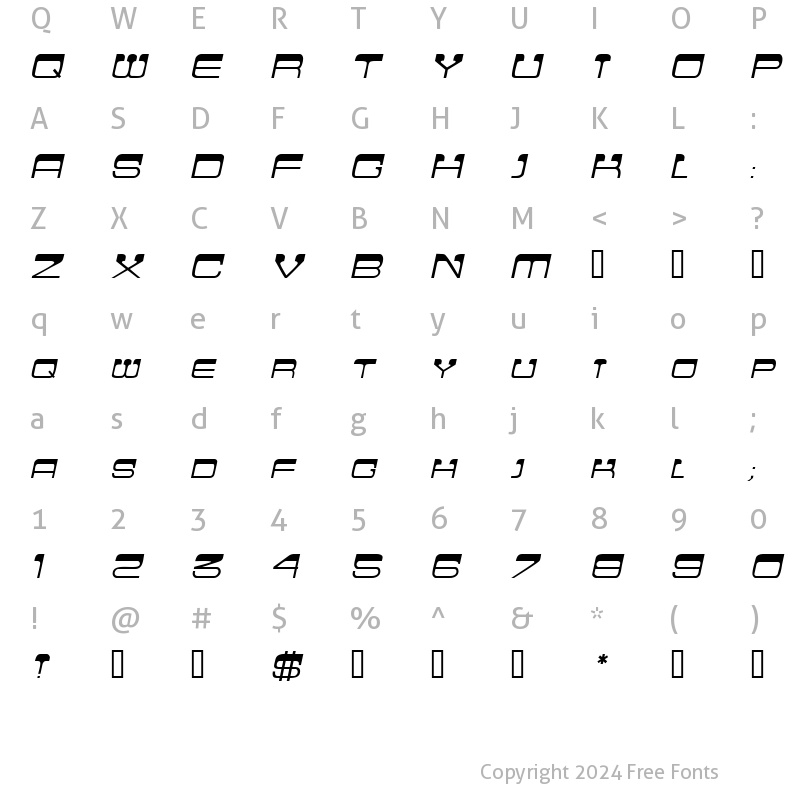 Character Map of FlatTopSCapsSSK Italic