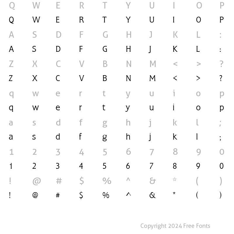 Character Map of Flatus Regular