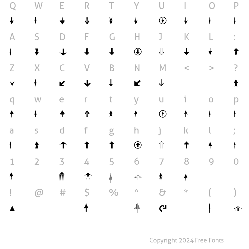 Character Map of Fleches UpDown Regular