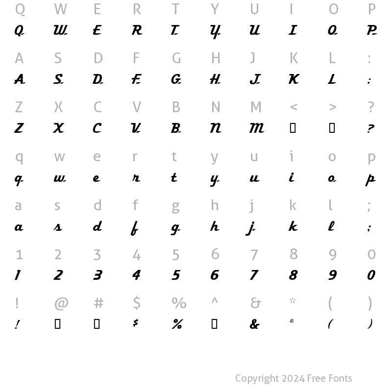 Character Map of Fleeting MF Regular