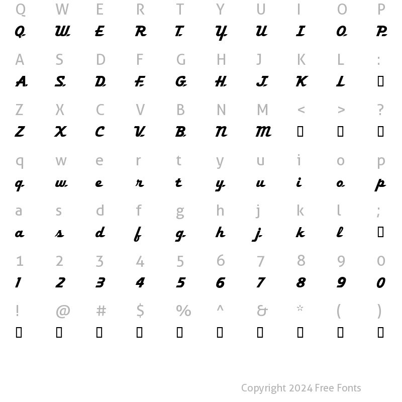 Character Map of Fleetwilly Regular