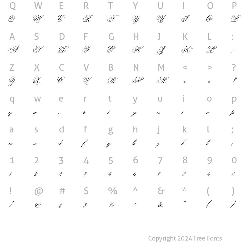 Character Map of Flemish ScriptII Std Regular