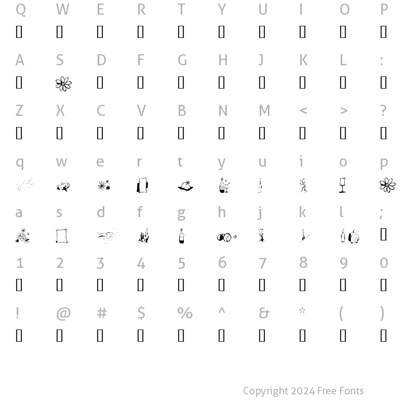 Character Map of Fleur Aux Dents Regular