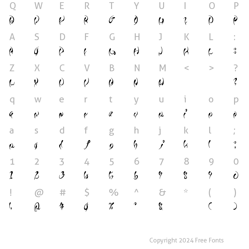 Character Map of Fleur Normal Regular