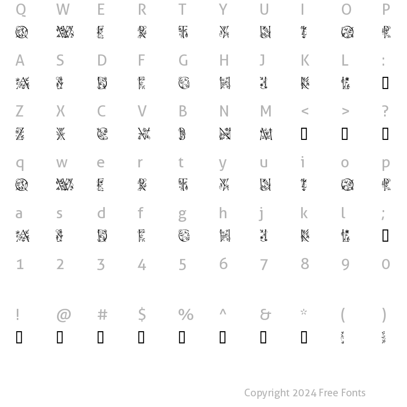 Character Map of FleurDisplayCapsSSK Regular