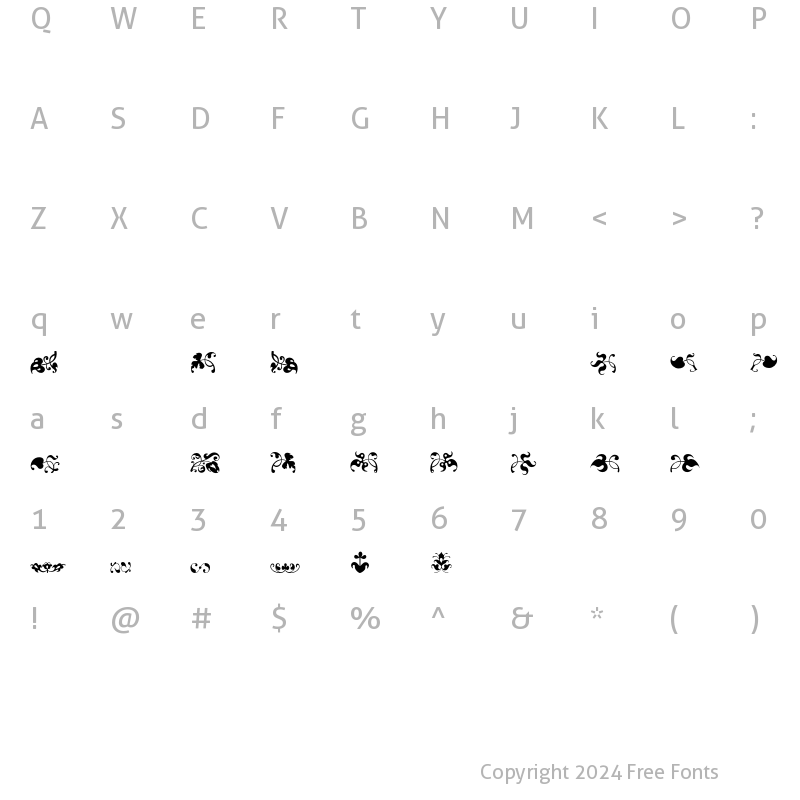 Character Map of Fleuron Garden Regular