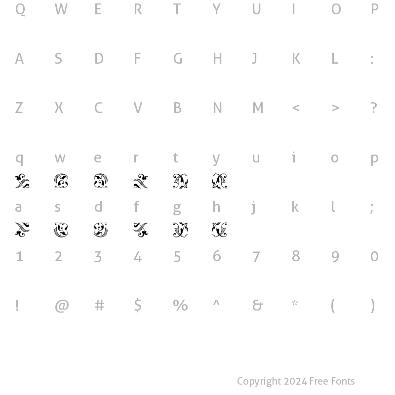 Character Map of Fleuron Six Regular