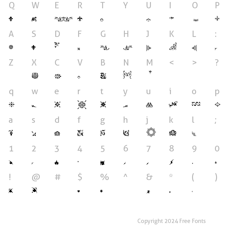 Character Map of Fleurons Regular