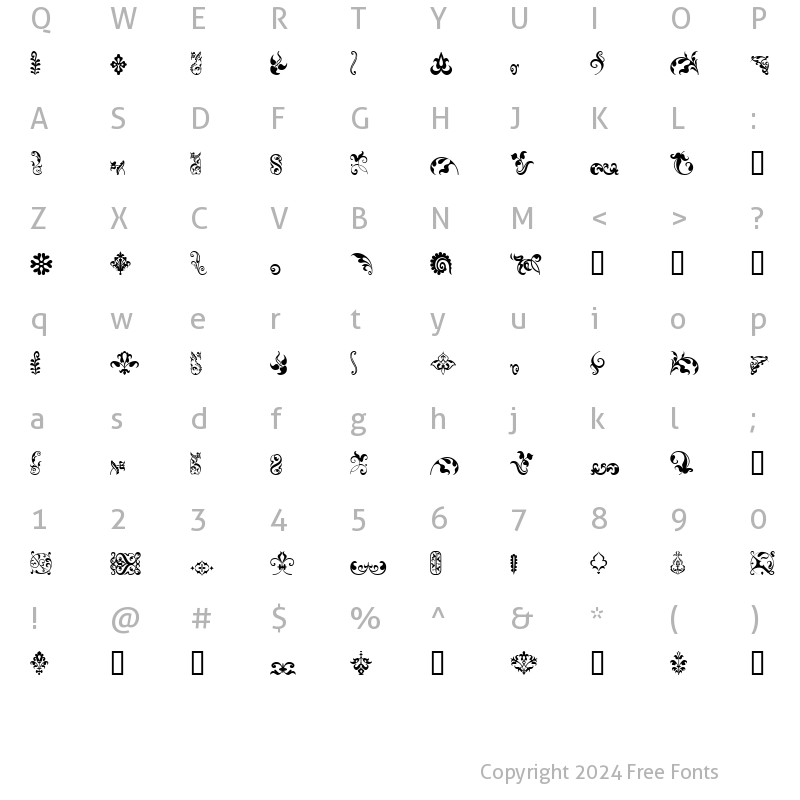 Character Map of FleuronsFour Regular