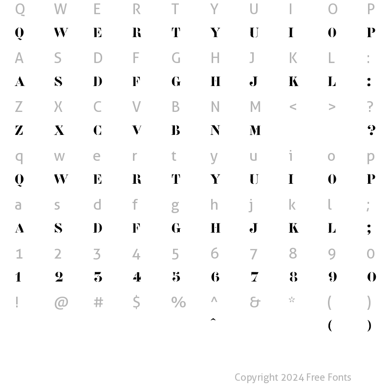 Character Map of Flightcase Regular