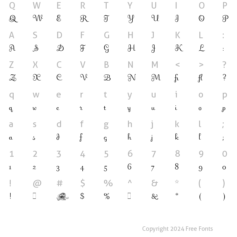 Character Map of Fling LET Plain