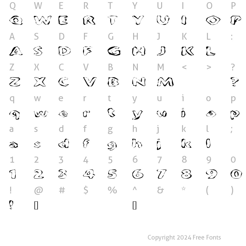 Character Map of FlintPrintExtended Regular