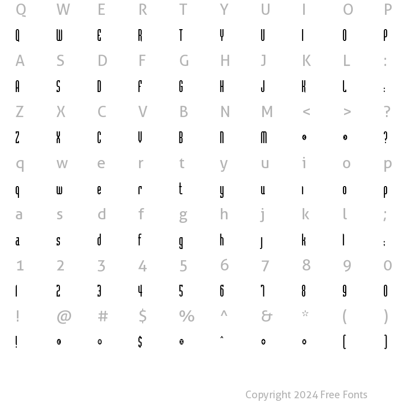 Character Map of Flintstone Condensed Normal