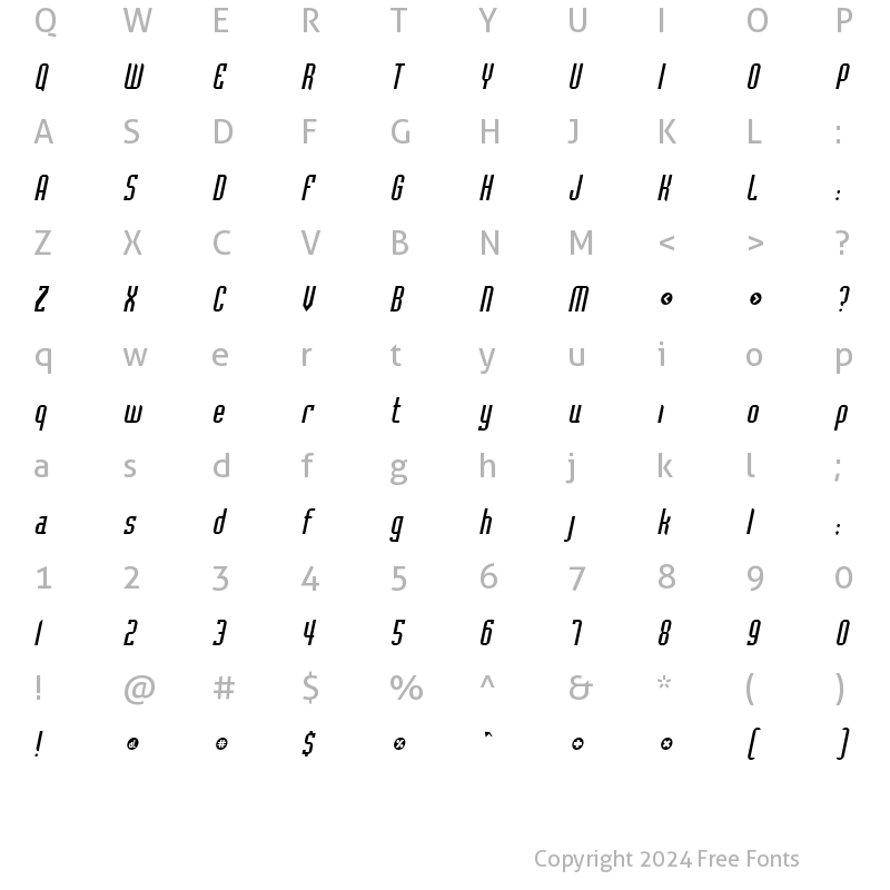 Character Map of Flintstone Italic