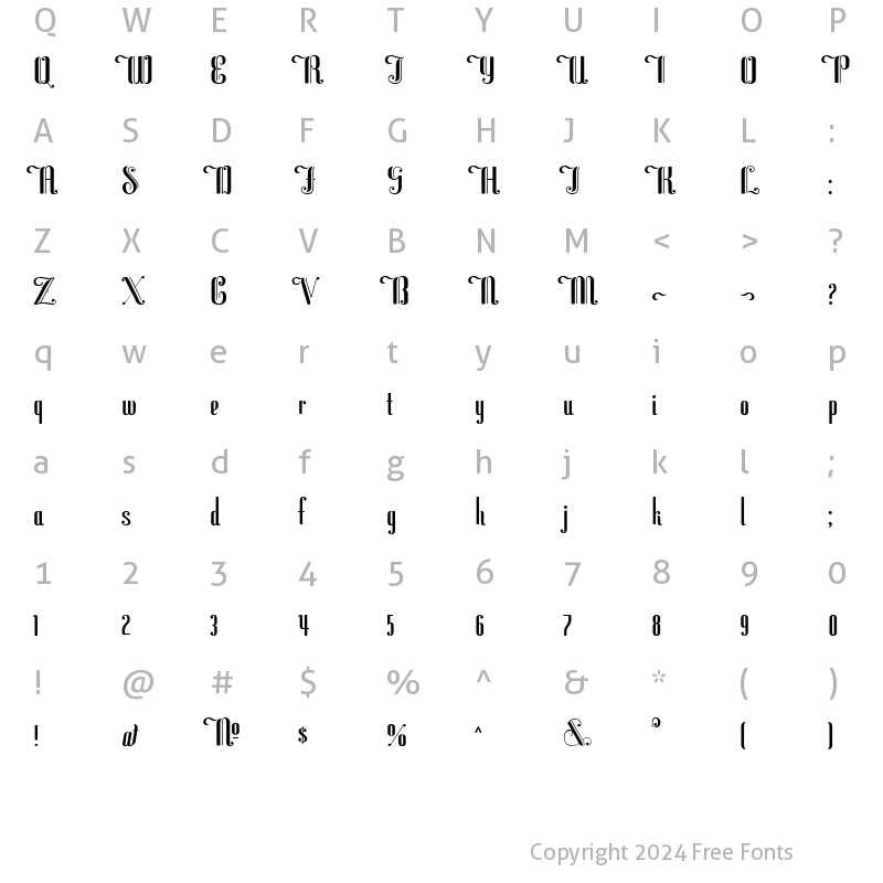 Character Map of Flirt Deco Regular