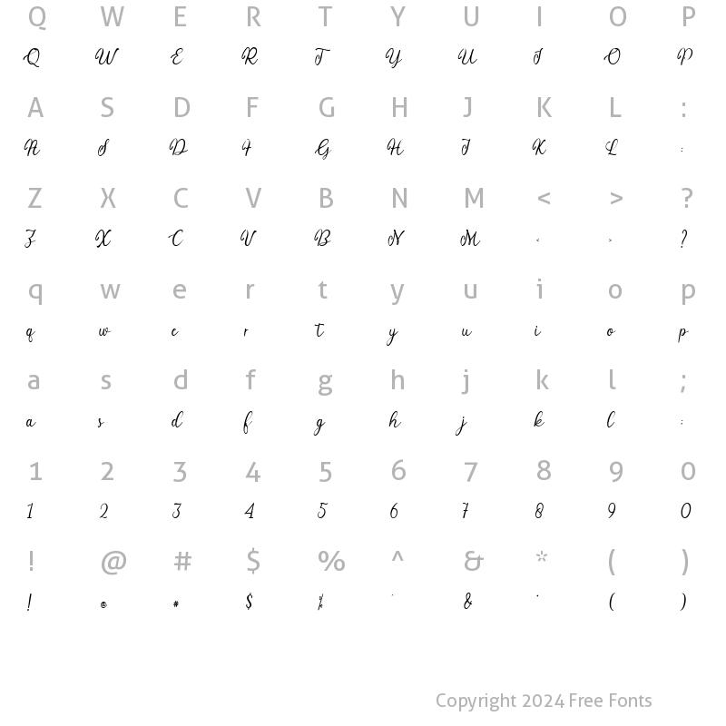 Character Map of Flish Regular