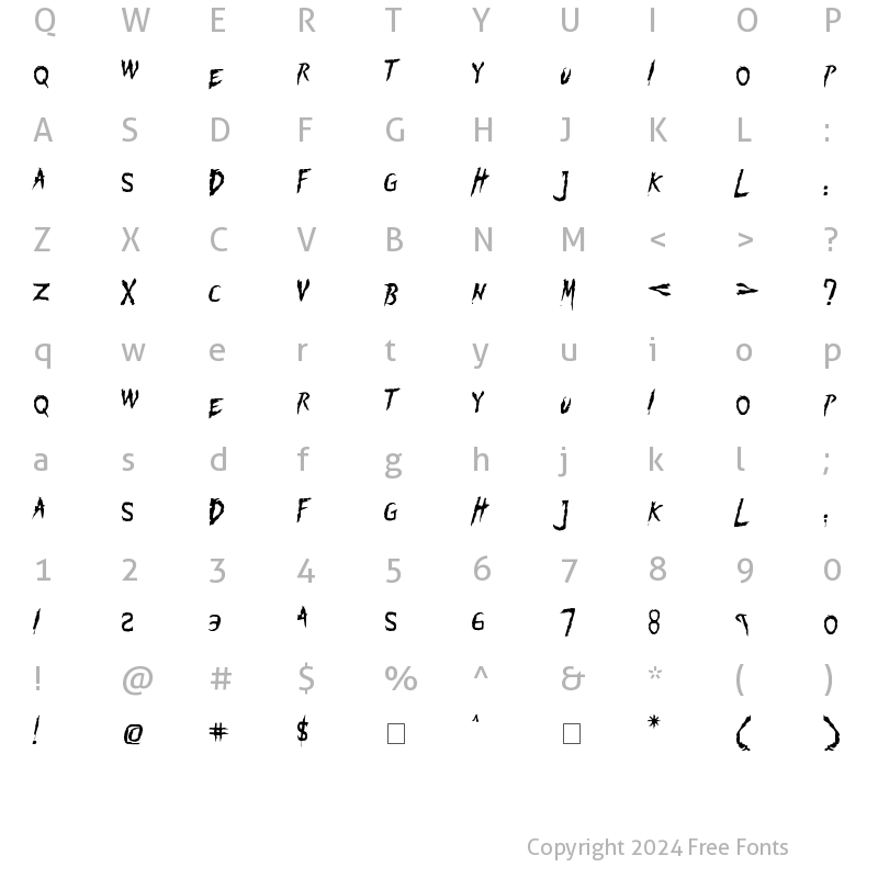 Character Map of Flogged Regular