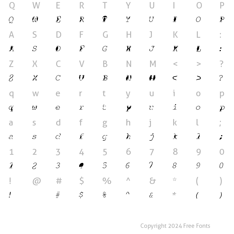 Character Map of Floopi Italic