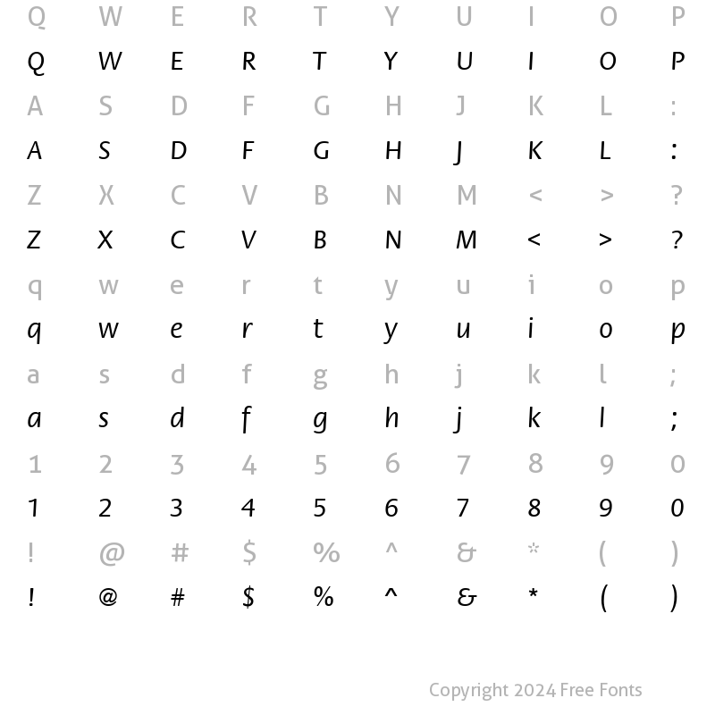 Character Map of Flora ICG Regular