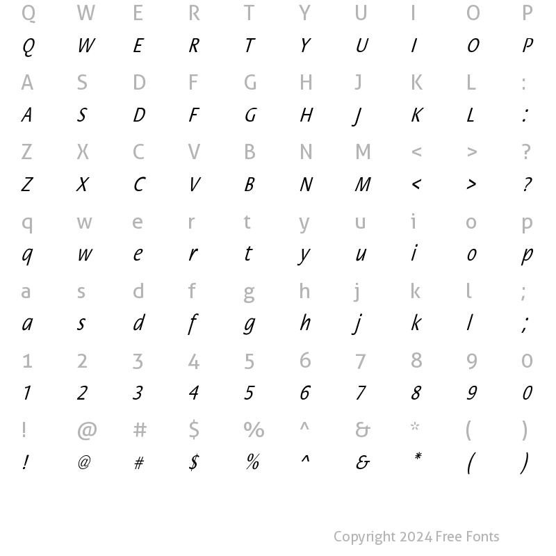 Character Map of FloraCndObl-Nor Regular