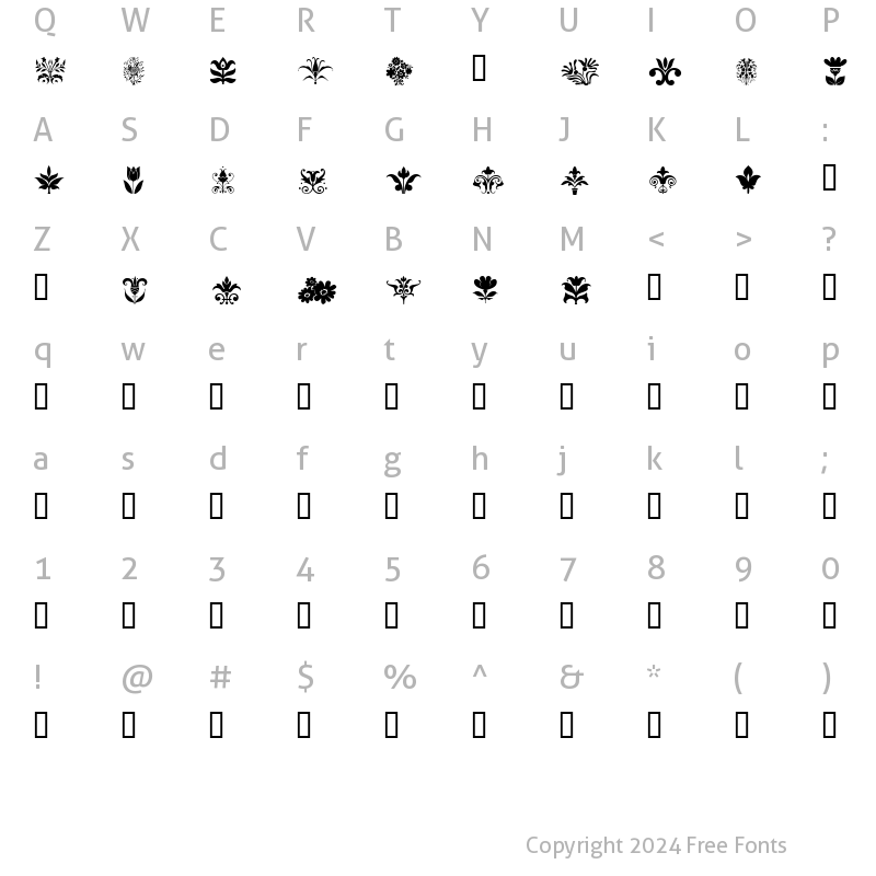 Character Map of FloraDeco Regular